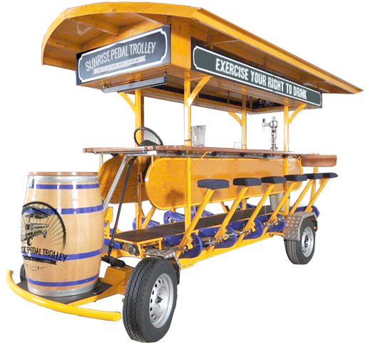Group fun activity pedal trolley bar tour Bay City Michigan